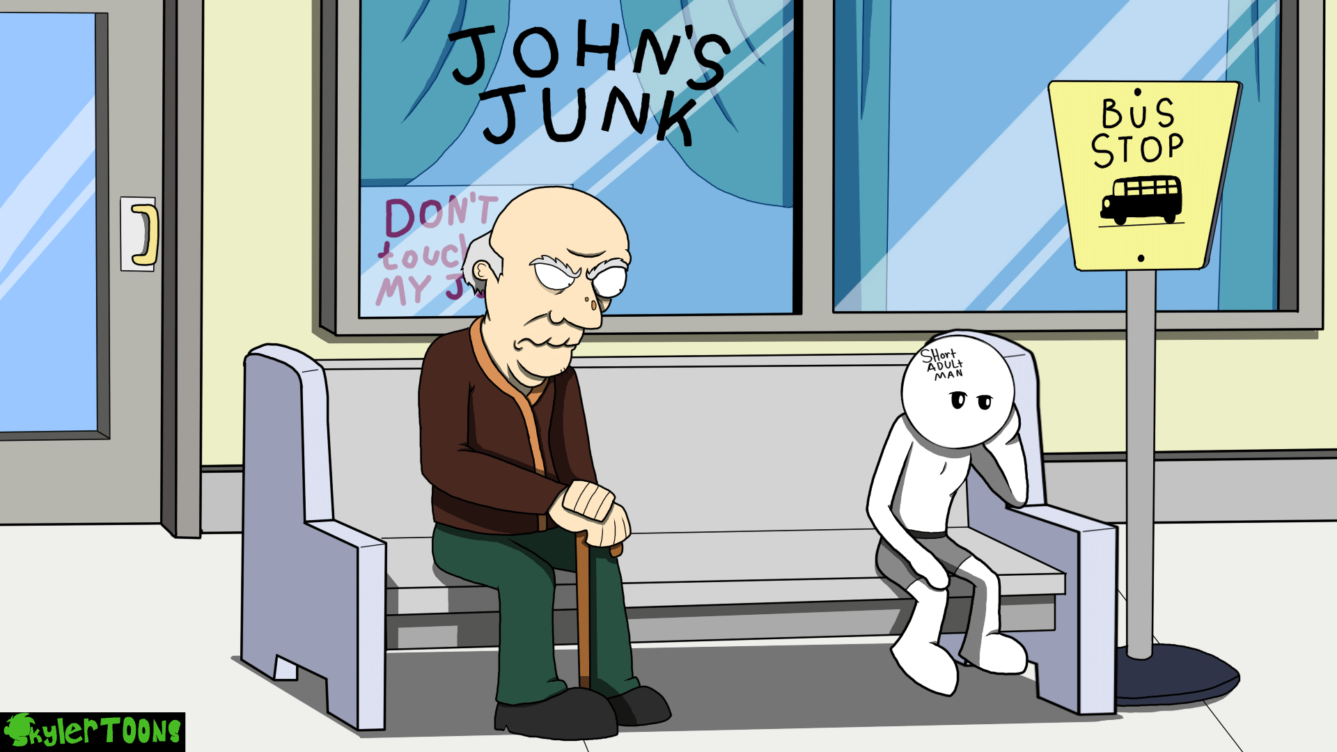 Short Adult Man and Old Crazy Man