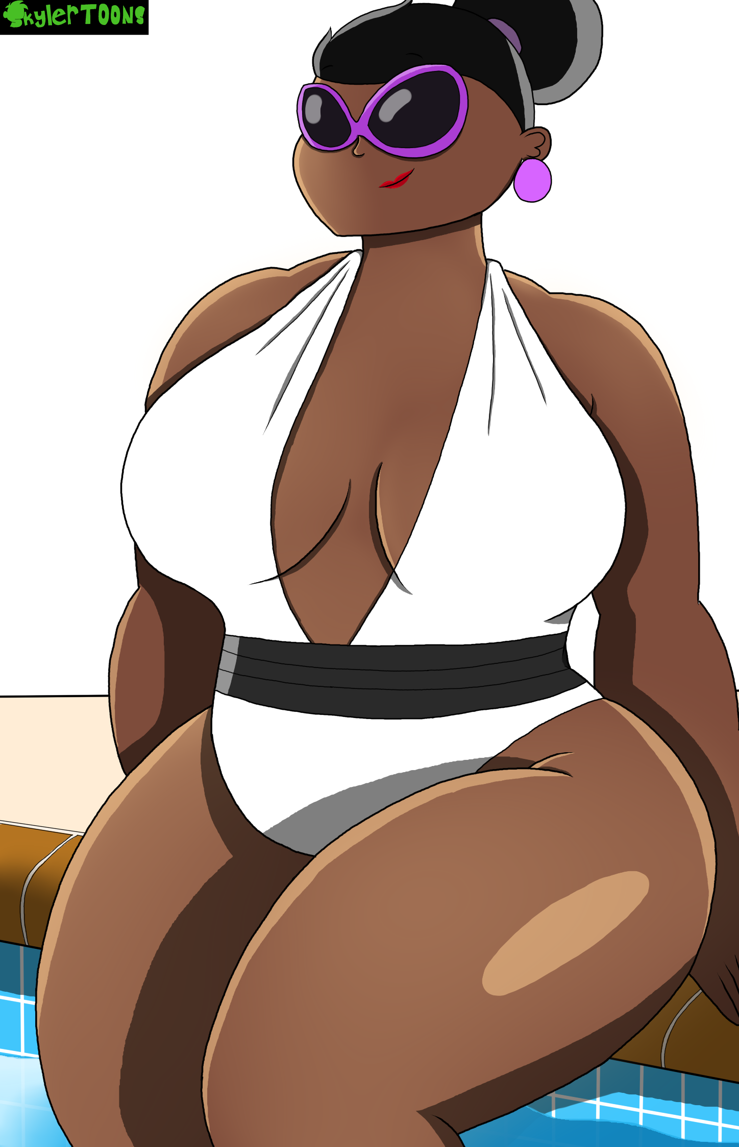 Sasha's mama at the pool