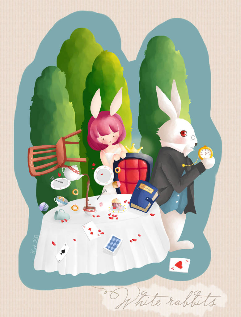 white rabbits at the tea party by miyuchann on DeviantArt