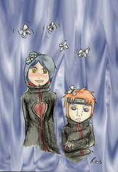 Chibikatsuki- Pein and Konan by Raccoon97