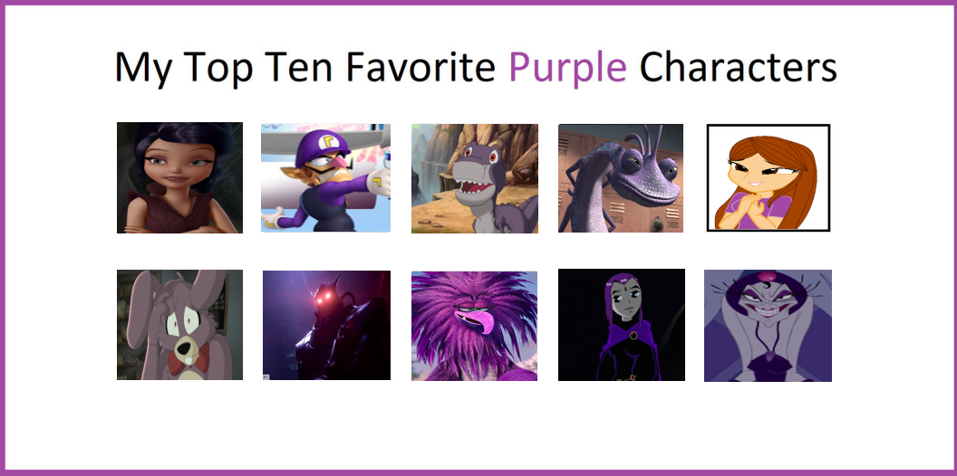 Purple Character Examples My Top 10 Favorite Purple Characters by Octopus1212 on DeviantArt
