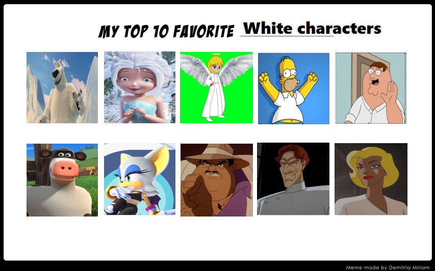 My Top 10 Favorite White Characters by Octopus1212 on DeviantArt