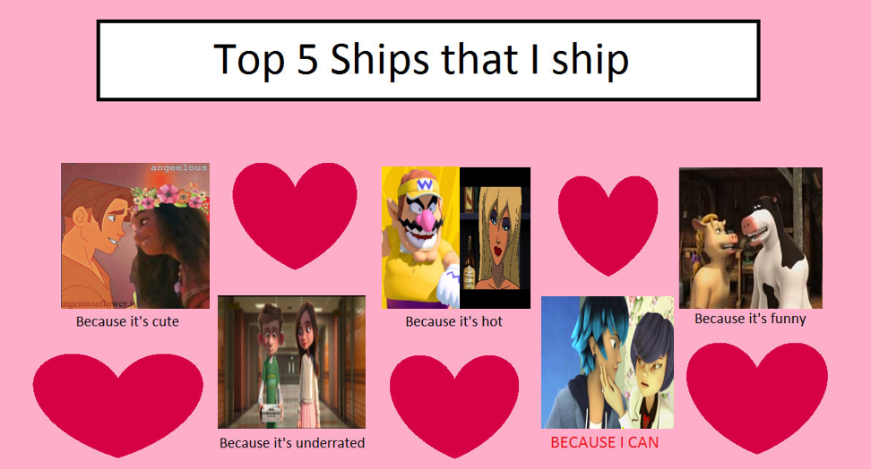 My Top 5 Ships I Ship Meme by Octopus1212 on DeviantArt