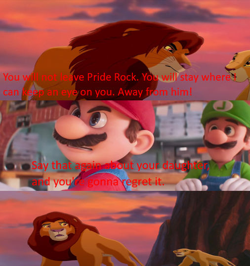 Mario Stands Up to Simba by Octopus1212 on DeviantArt