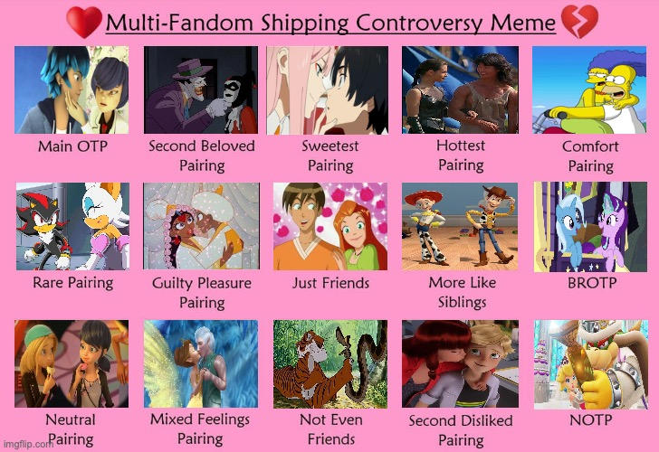 Multifandom Memes My Multi-Fandom Shipping Controversy Meme by Octopus1212 on DeviantArt