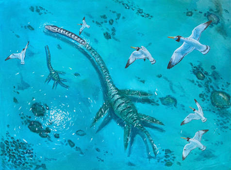 Elasmosaurus and Ichthyornis
