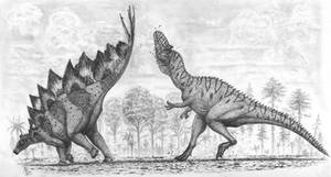 Stegosaurus and Allosaurus