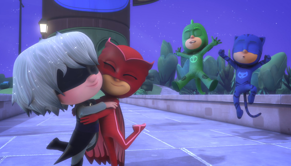 Luna Girl and Owlette hug each other by ddapcic on DeviantArt