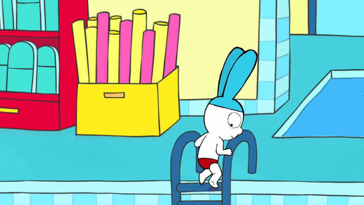 Simon Super Rabbit Pool Sad Simon is getting straight into the water by ddapcic on DeviantArt