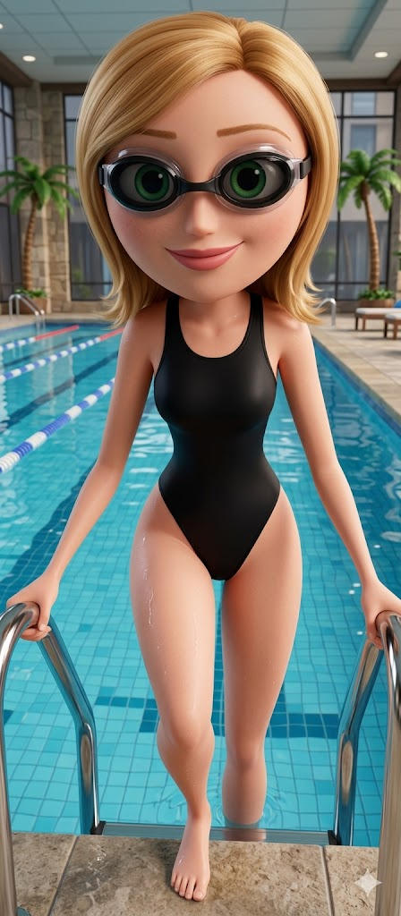 Scream Sam Pool Sam is stepping into the indoor pool carefully by ddapcic on DeviantArt