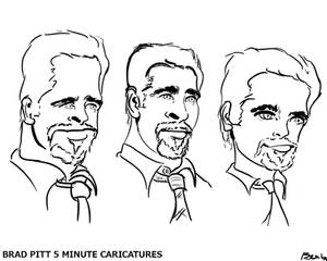 Brad Pitt exaggeration sketches