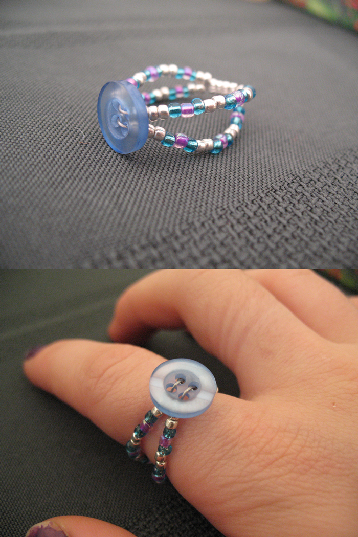 Blue Button Ring