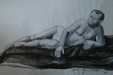 Nude Male, 70x50 cm Indian Ink on Paper, 23.02.200