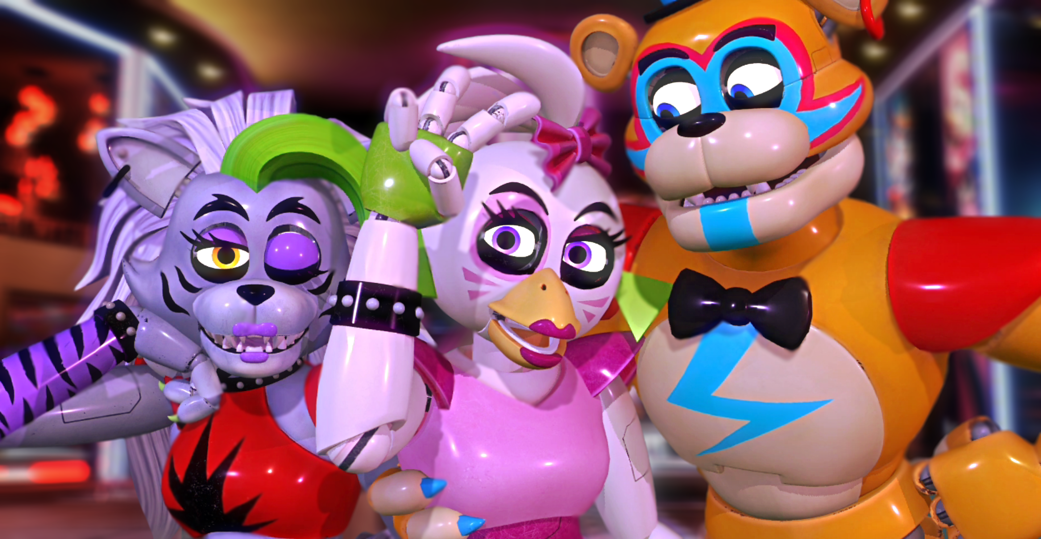 FNAF Security Breach Ruin Glamrock Freddy chica Monty Roxy 