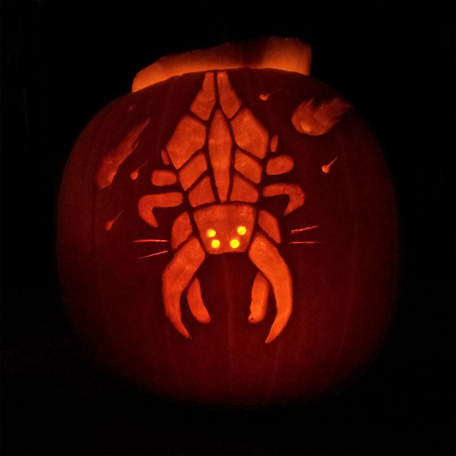 Harbinger's carving through pumpkins