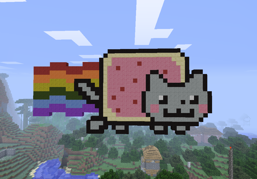 Minecraft Nyan Cat Pixel Art by I-Am-CrazyP on DeviantArt I retweet #pixela...