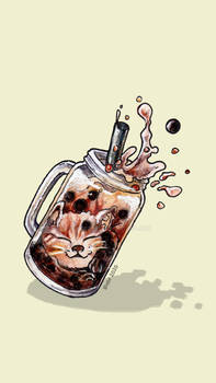 Boba Cat Wallpaper