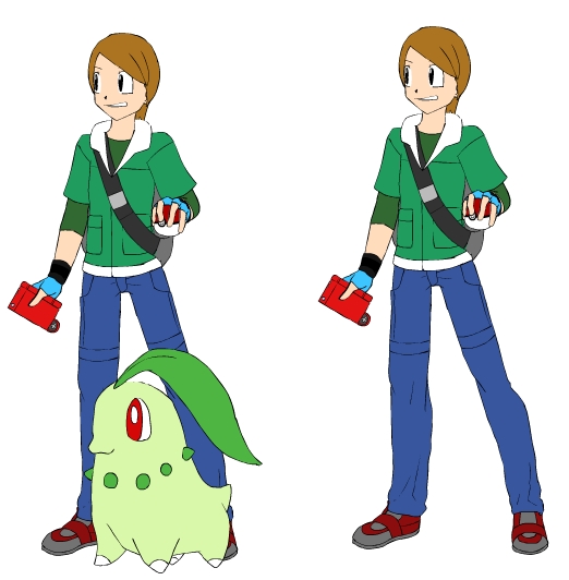 Pokemon Chris Rear View Pokemon Trainer Chris with his Chikorita by Epicfailofpencil on DeviantArt