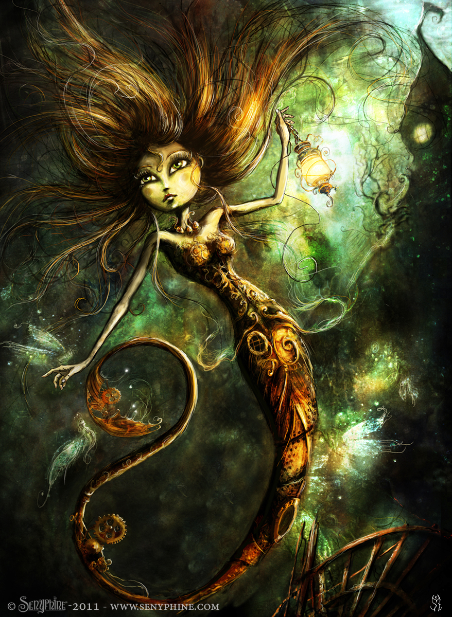 Mermaid with fireflies