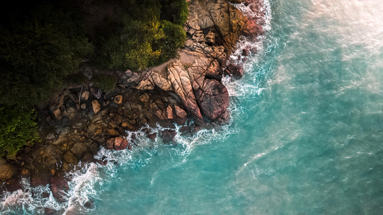 Bird eye view of sea waves hitting the rock. by PaeChinapat on DeviantArt