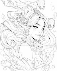 (P2U) Mermaid Elven Princess Lineart