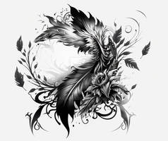 (P2U) Feathered Tattoo Design Vector