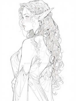 (P2U) Elven Princess Lineart 4