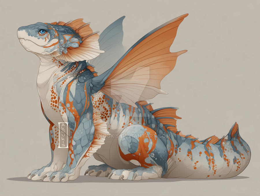 (SOLD) Creature Adoptable - Tigershark Dragon by AKoukis on DeviantArt