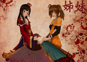 Dynasty Warriors Da Qiao and Xiao Qiao by aku-no-hana2