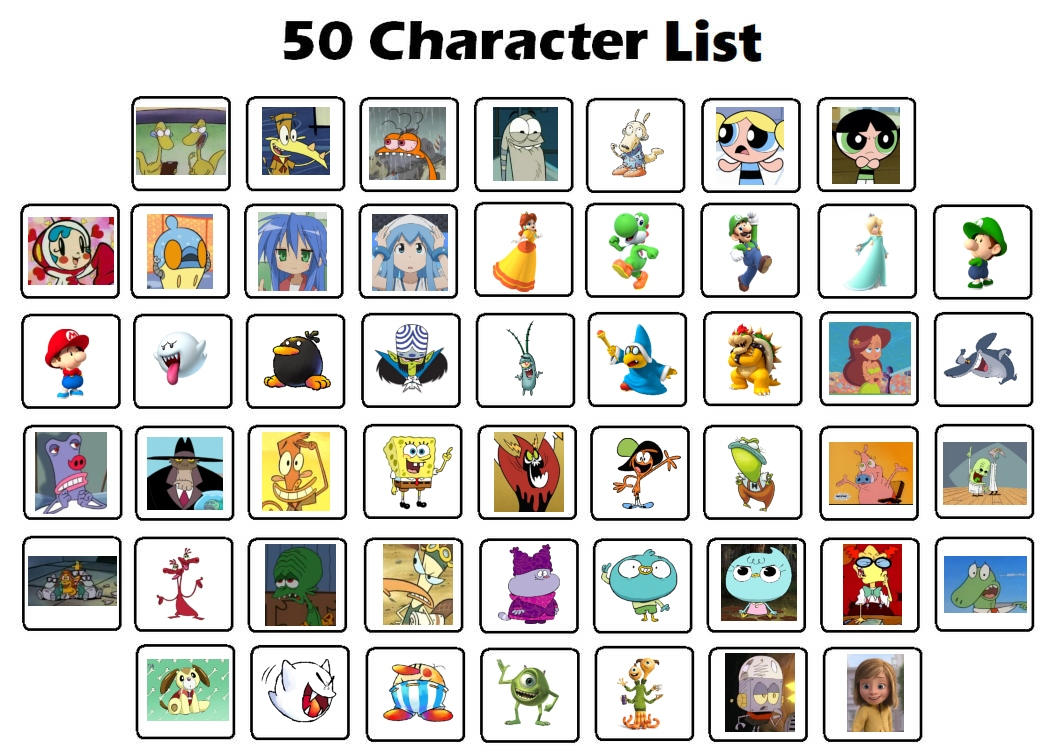 My 50 Characters List by SilverkittenX9 on DeviantArt