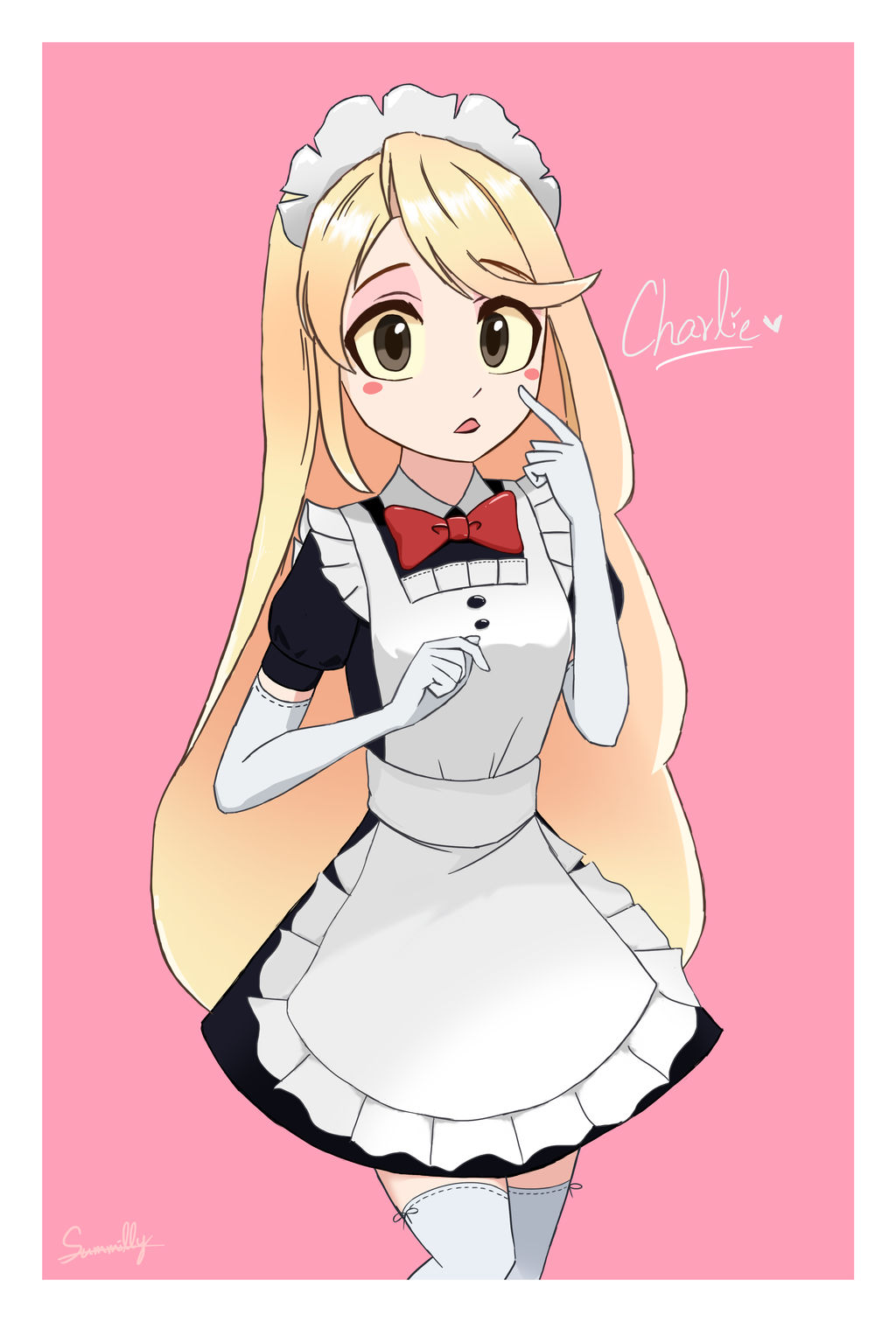 charlie in a maid dress