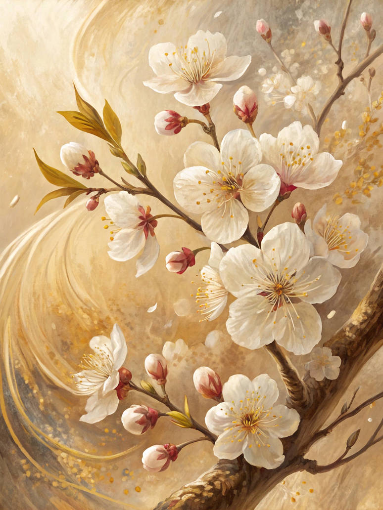Abstract Cherry Oil-painting-style-abstract-cherry-blossom by posterlyhomedecor on ...