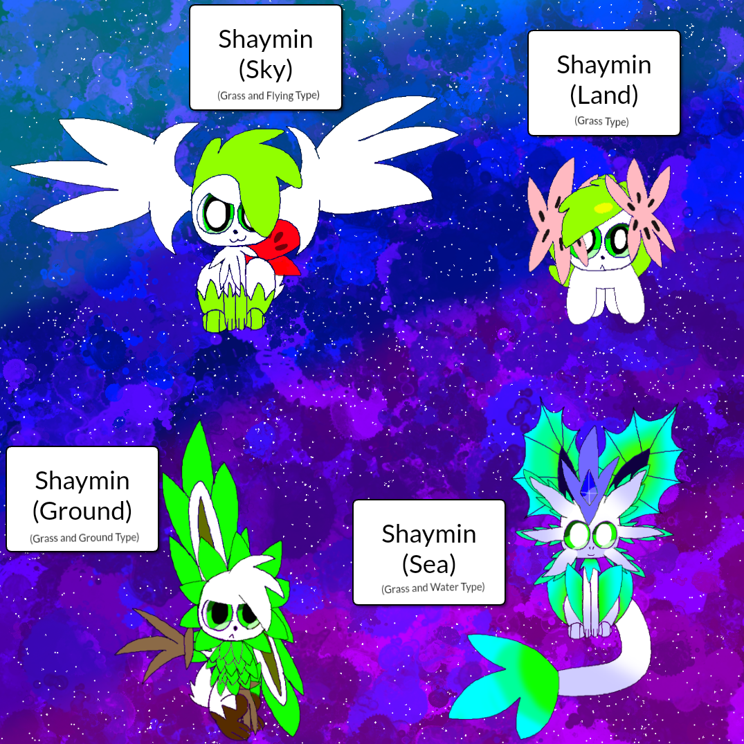 All Shaymin Forms, including Fanmade Forms by Flamey-The-Wolf on DeviantArt