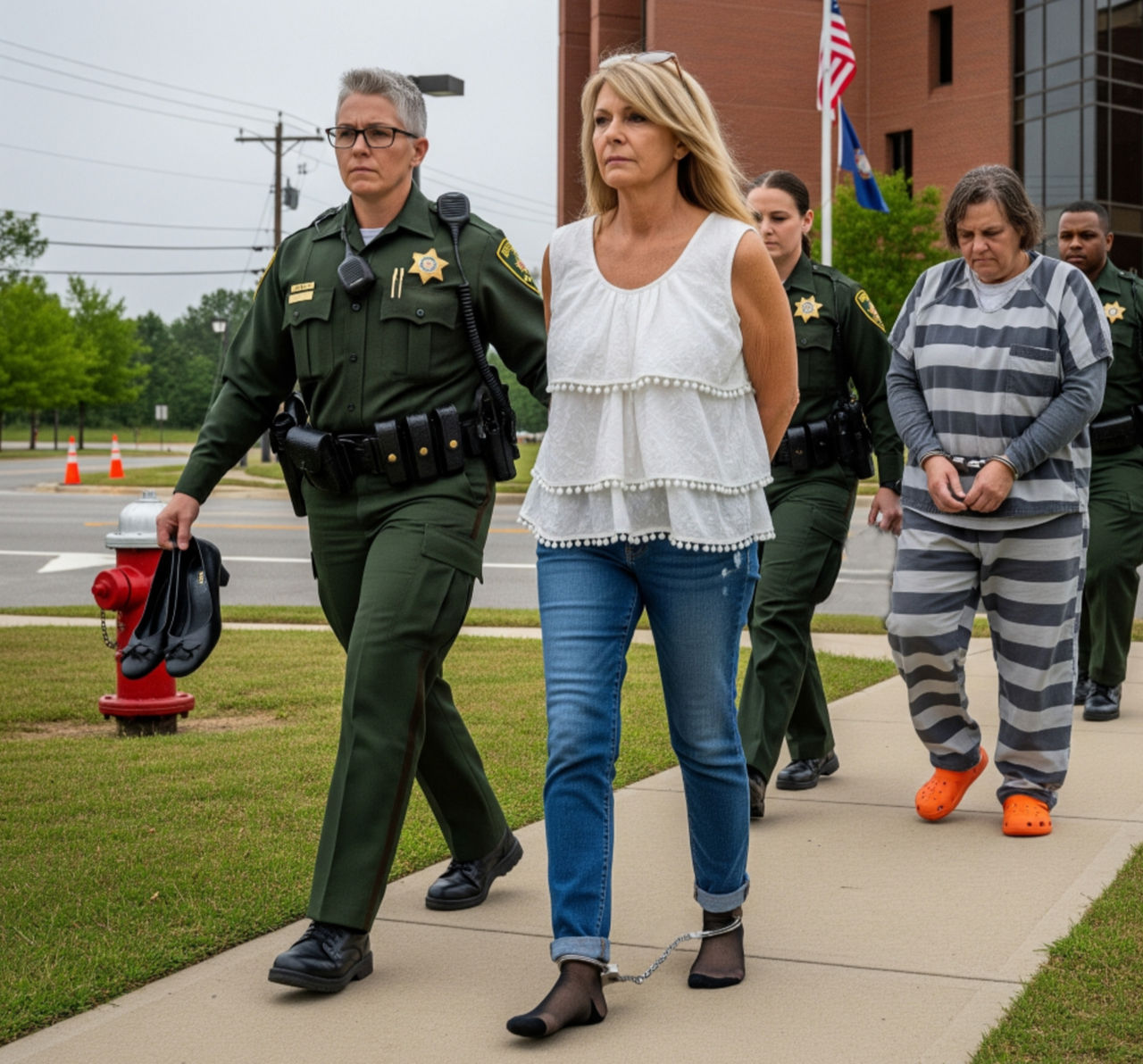 Woman guilty of embezzlemet perp walk by TomFrost51 on DeviantArt