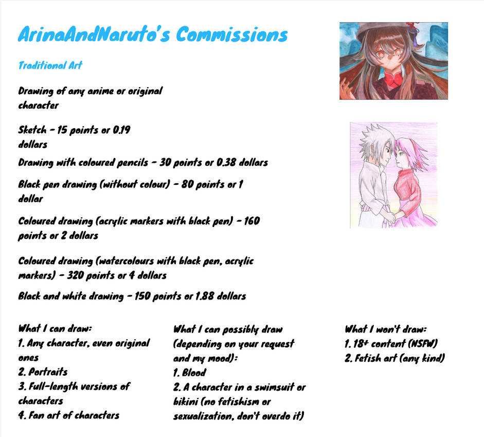 (UPDATE) ArinaAndNaruto's commissions
