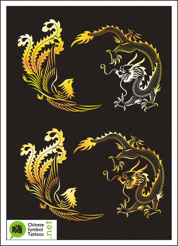 Chinese dragon and phoenix