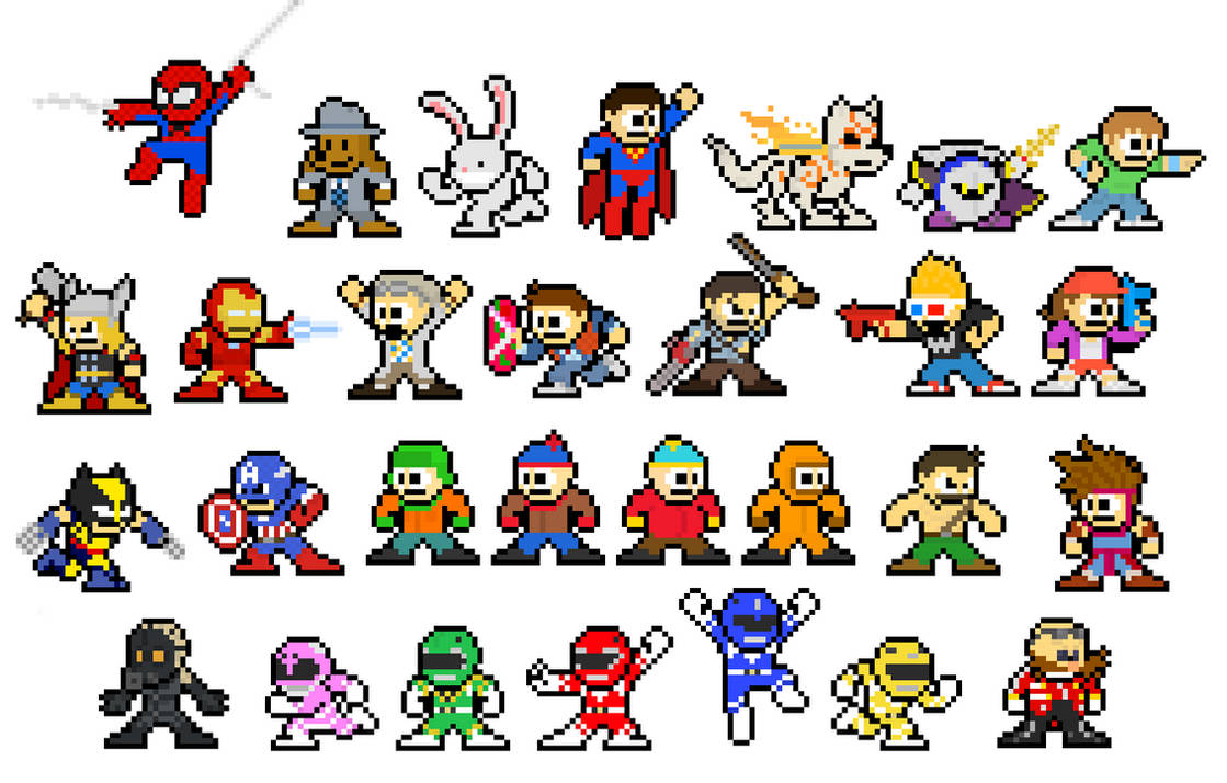 Игра герои пиксельные. Супергероев для игры в стиле Pixel Art.. Пиксельные персы. Персонажи из пикселей. Персонажи из пиксельных игр.