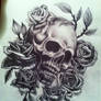 Skull and rose sketch