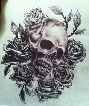 Skull and rose sketch
