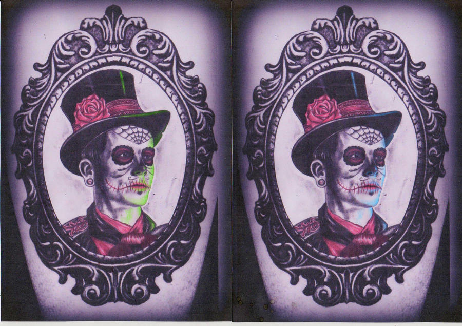 day of the dead Man in Frame tattoo deisgn