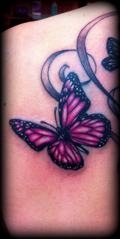 Pink Butterfly tattoo