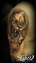 Lion portrait tattoo realistic