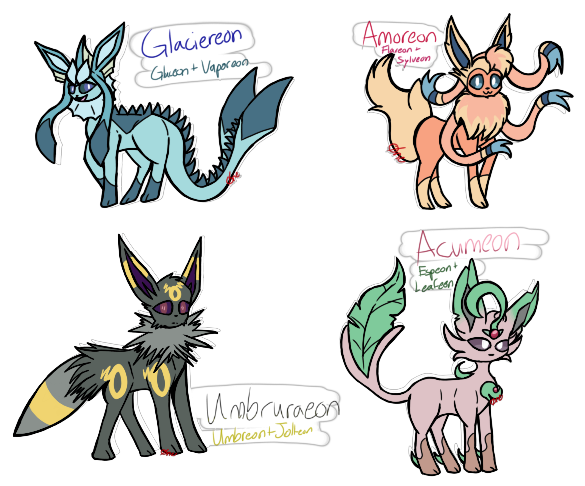 behold: every fusion between all eeeveelutions. i wasted 2 hours