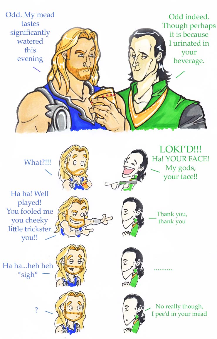 Thor And Loki The Drink Of The Gods By Puking Mama On Deviantart Thor And Loki The Drink Of The Gods By Puking Mama On Deviantart
