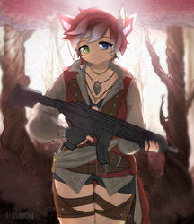 ych - Girl holding assualt rifle
