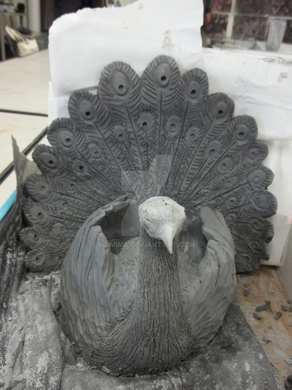 Ceramic peacock