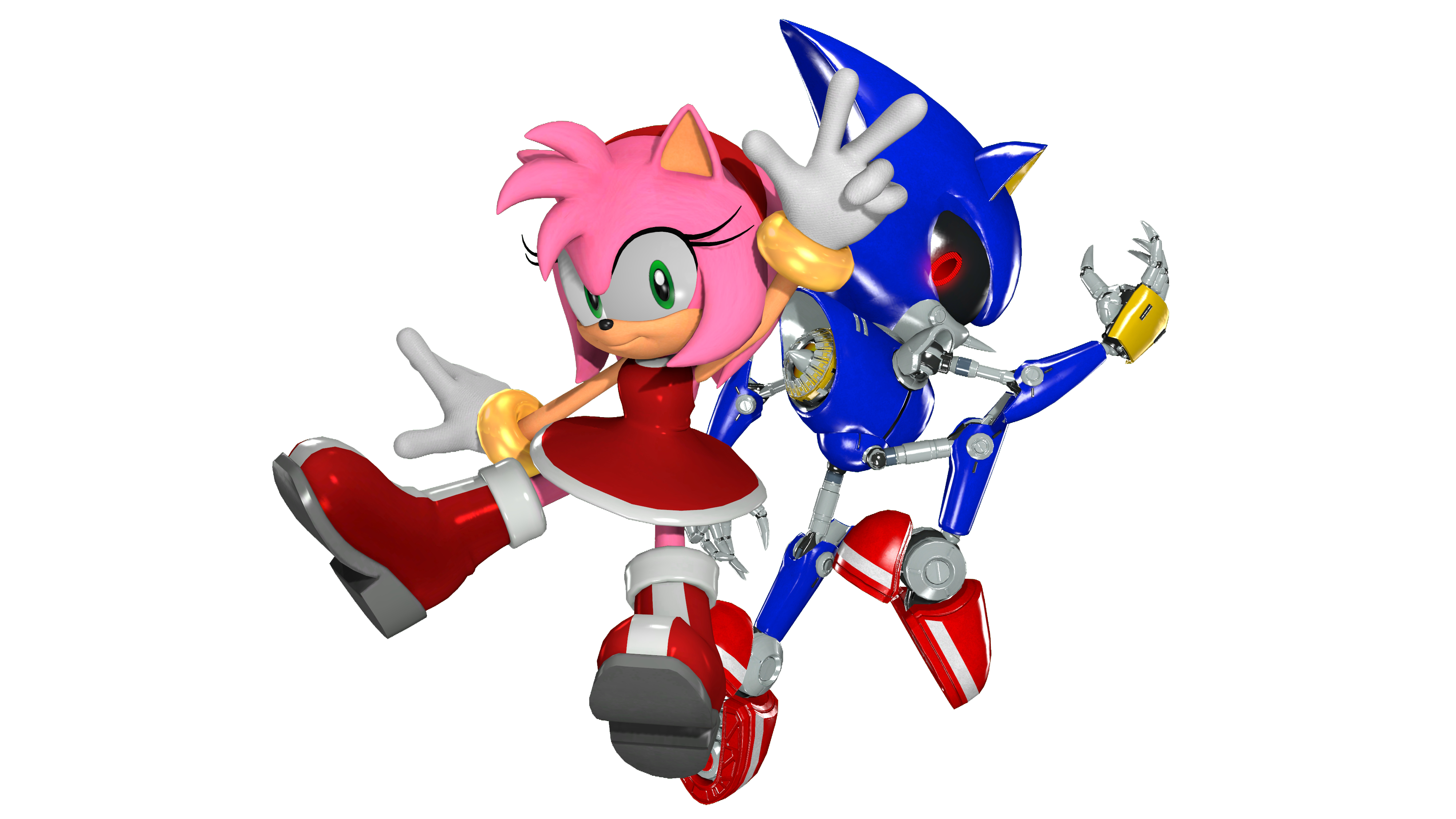 264596 - safe, artist:yu33_pm, amy rose (sonic), metal sonic