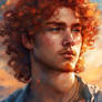 Young man with curly red hair