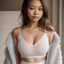 Busty Asian girl with cute serious face