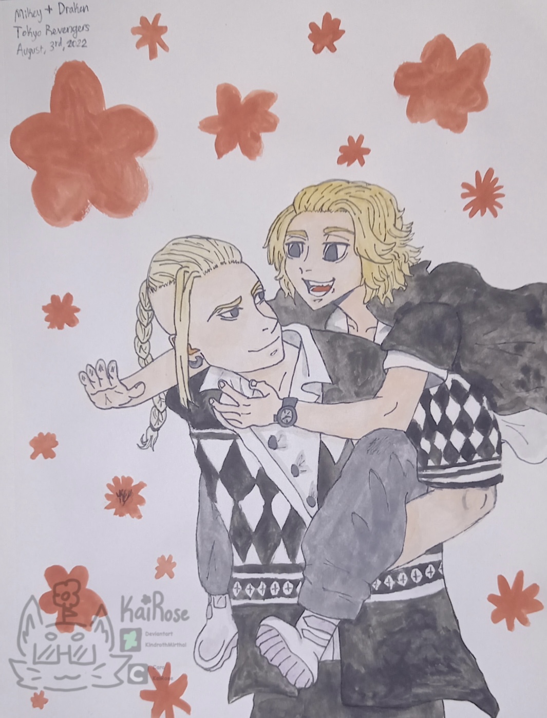 Draken and Mikey watercolour painting